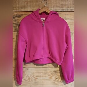 Juicy Couture Hot Pink Rhinestone Logo Cropped Hoodie Size M